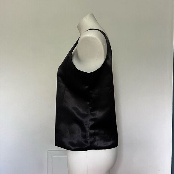 Victor Costa Satin Scoop Neck Basic Black Tank - Picture 4 of 6